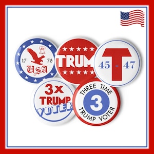 Trump 2024 Pins, Set of 5, Political Buttons, Donald Trump Accessories, Gift For Dad, Presidential Pins