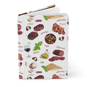 Italian Food Hardcover Journal Matte, Lined Journal, Recipe Book Design