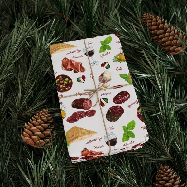 Antipasti Geschenkpapier, italienisches Geschenkpapier, italienisches Essen Weihnachtsgeschenk, lustige Geschenkverpackung, Gabagool Weihnachtsgeschenk