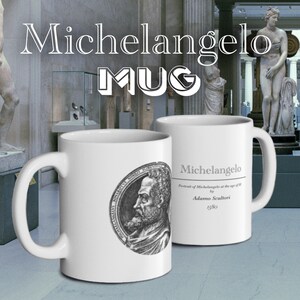 Caneca de artista Michelangelo, caneca de cerâmica de 11 onças, caneca de água de pintura para artista, presente de artista italiano de Michelangelo, caneca de café para amantes de história