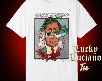 Lucky Luciano Unisex Garment-Dyed T-shirt, Mafia Tee For Dad, Comfort Colors Shirt, Italian Gift For Boyfriend, Gangster Tee