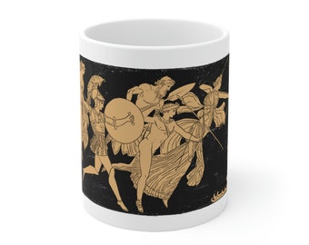 Griechische Götter weiße Keramikbecher, 11 Unzen Becher für Papa, Geschichtsschüler, College Wohnheim Becher, Geschenk für Freund, Liebhaber klassischer Kunst