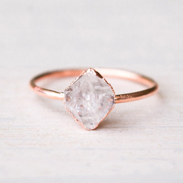 Herkimer diamond - Herkimer anillo - anillo cristal - cristal crudo Anillo - cuarzo cristal - cuarzo anillo de diamantes - cristal áspero anillo