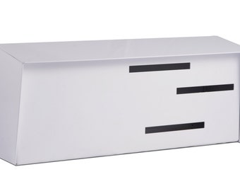 Modern Mailbox | Mid Century Modern Mailbox | Horizontal White
