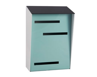 Modern Mailbox | Mid Century Modern Mailbox | Vertical Black, White, Robin Egg