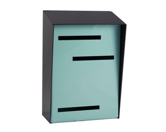 Modern Mailbox | Mid Century Modern Mailbox | Vertical Black/Robin Egg