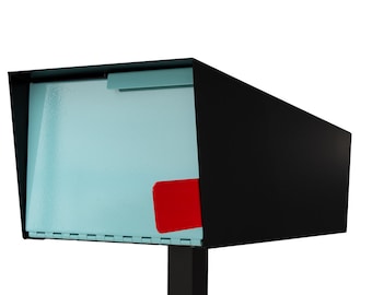 Modern Mailbox | Post Mount Mailbox | Black/Robin Egg