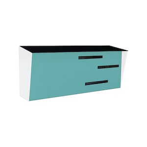 Moderner Briefkasten | Mid Century Modern Briefkasten | Horizontales Schwarz, Weiß, Rotkehlchen Ei