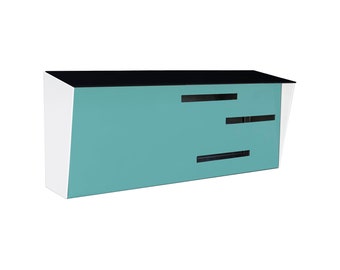 Modern Mailbox | Mid Century Modern Mailbox | Horizontal Black, White, Robin Egg
