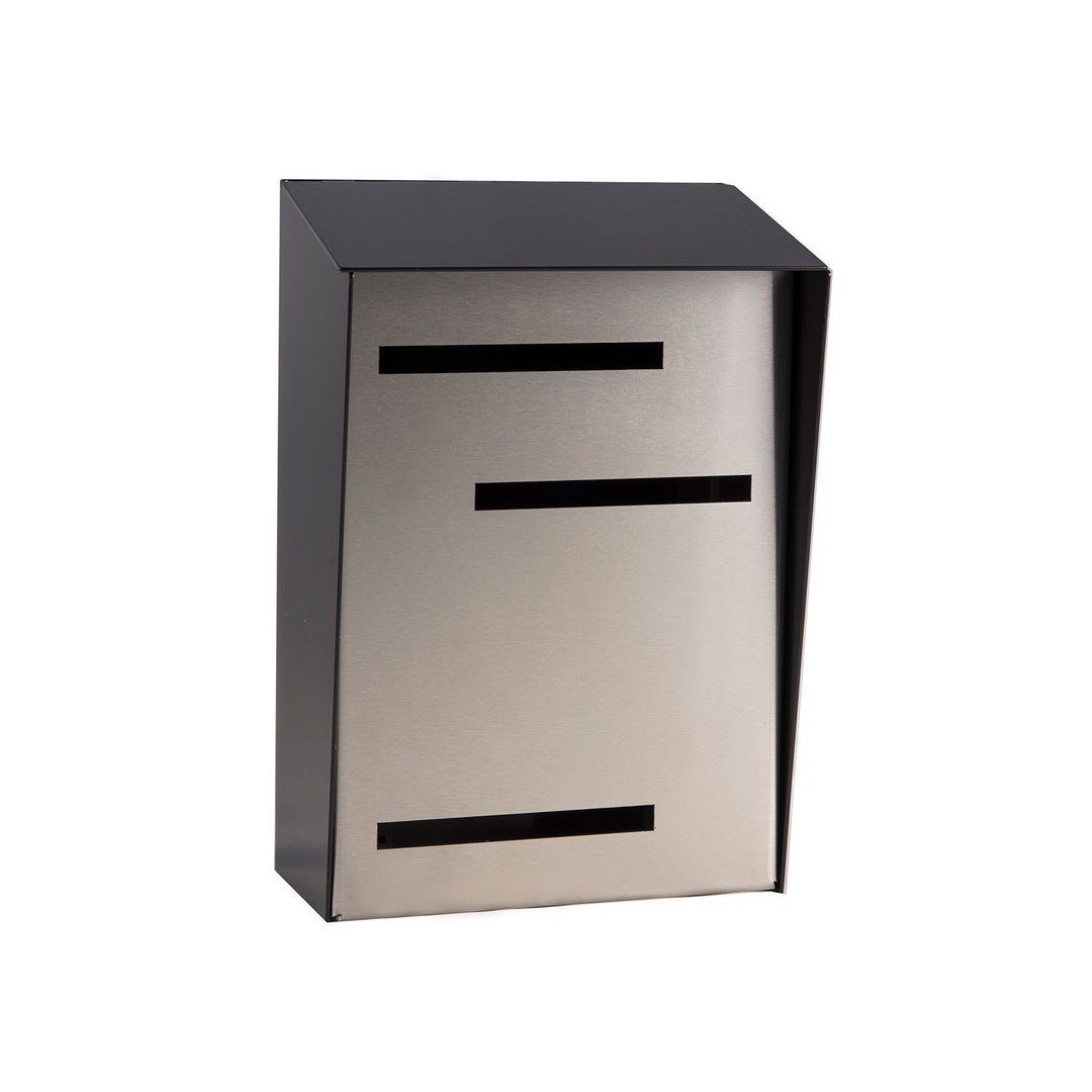 Modern Mailbox Mid Century Modern Mailbox Vertical Black/silver Etsy