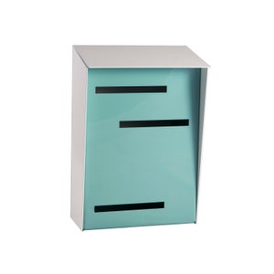 Modern Mailbox | Mid Century Modern Mailbox | Vertical White/Robin Egg