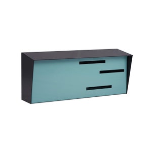 Modern Mailbox | Mid Century Modern Mailbox | Horizontal Black & Robin Egg