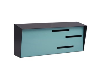 Modern Mailbox | Mid Century Modern Mailbox | Horizontal Black & Robin Egg
