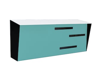 Modern Mailbox | Mid Century Modern Mailbox | Horizontal White, Black, Robin Egg