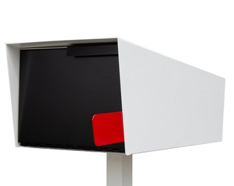 Modern Mailbox | Post Mount Mailbox | White/Black