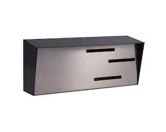 Modern Mailbox | Mid Century Modern Mailbox | Horizontal Black/Silver