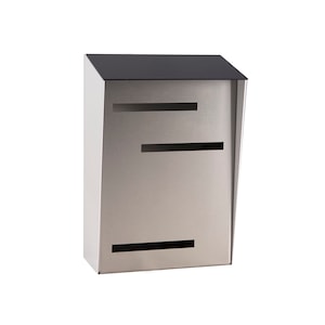 Moderner Briefkasten | Mid Century Modern Briefkasten | Vertikal Schwarz, Weiß, Silber
