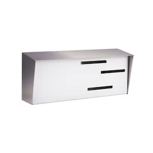Modern Mailbox | Mid Century Modern Mailbox | Horizontal White/Silver