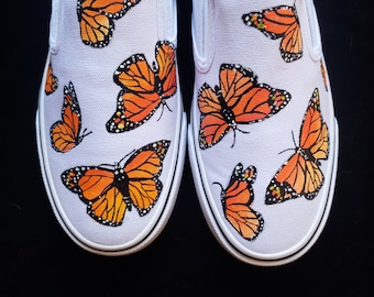 Monarch Butterflies Hand-Painted Shoes | Butterfly Shoes | Custom Butterfly Shoes