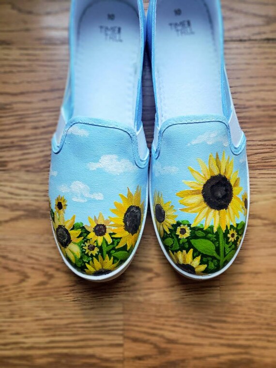 sunflowers painted on shoes