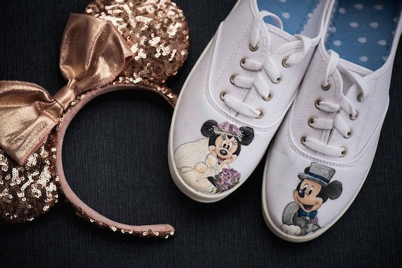 Just Married Mickey & Minnie | Hand-Painted Shoes