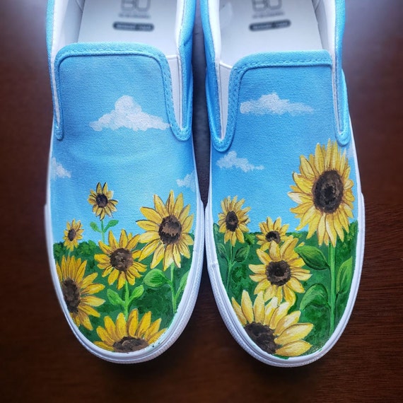 Sunflower painting on shoes best sale
