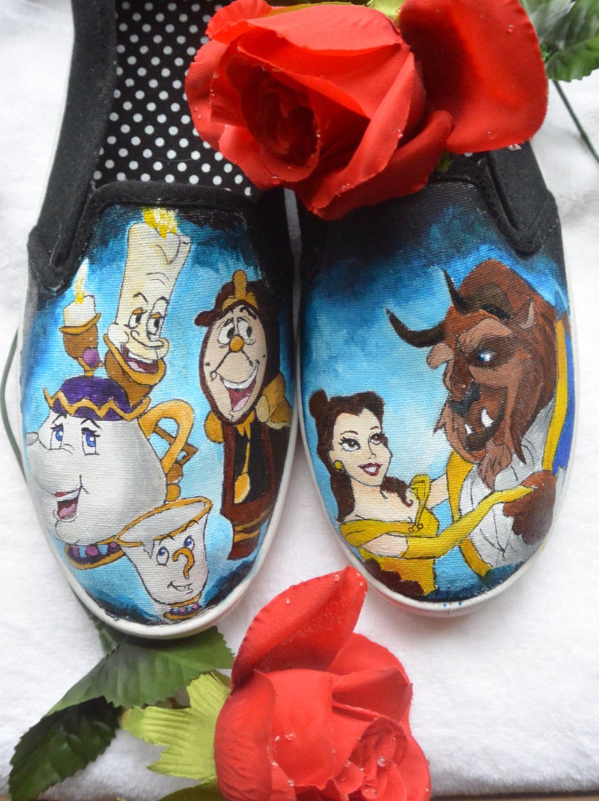 Beauty and the Beast Shoes Hand painted Shoes Etsy UK