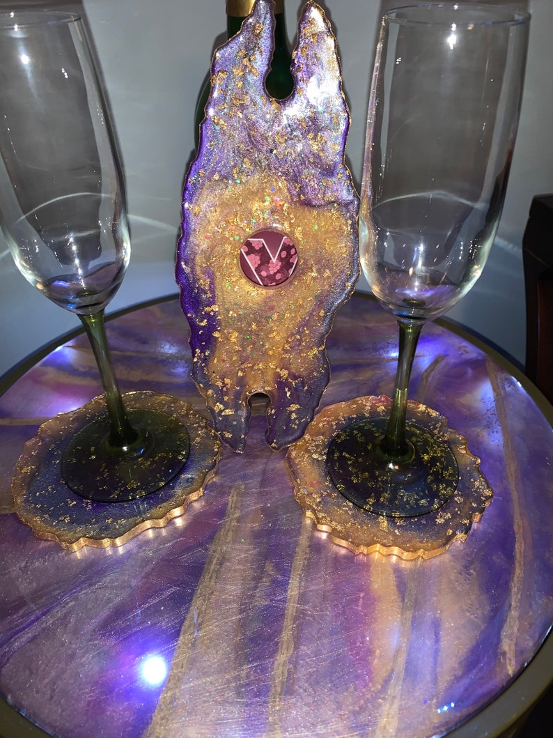 Epoxy Wine Butler and coasters Epoxy Wine glass holder Etsy