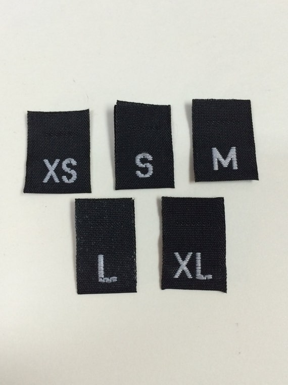 SIZE 2XL 25 PCS BLACK TAFFETA WOVEN CLOTHING LETTER SIZE TAG LABEL