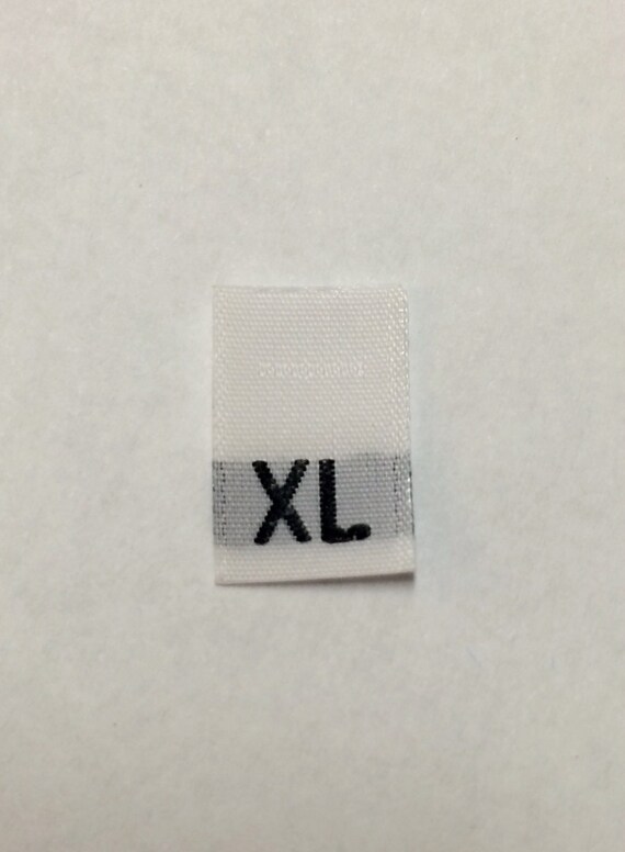 SIZE TAGS 2XL 50 PCS WOVEN CLOTHING LABELS WHITE
