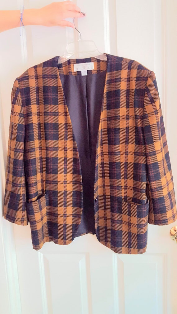 Vintage 1970s Brown Plaid Suit Jacket