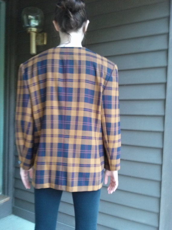 Vintage 1970s Brown Plaid Suit Jacket - image 3