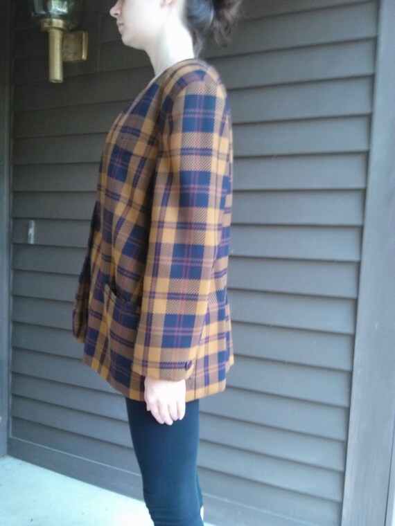 Vintage 1970s Brown Plaid Suit Jacket - image 2