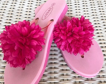 Floral Flip Flops Sandals Floral Print Thong Sandals Flower Flip Flops Something Blue Aqua Beach Wedding Flip Flops Beach Flip Flops