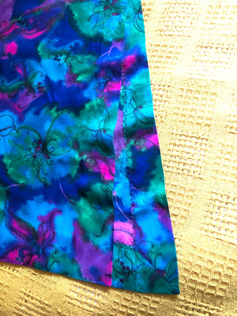 Vintage 60/'s 70/'s Tiki Hawaii Psychedelic Technicolor Flower Halter Maxi Dress Lounge with Slit Mod Hippie Boho Retro S-M