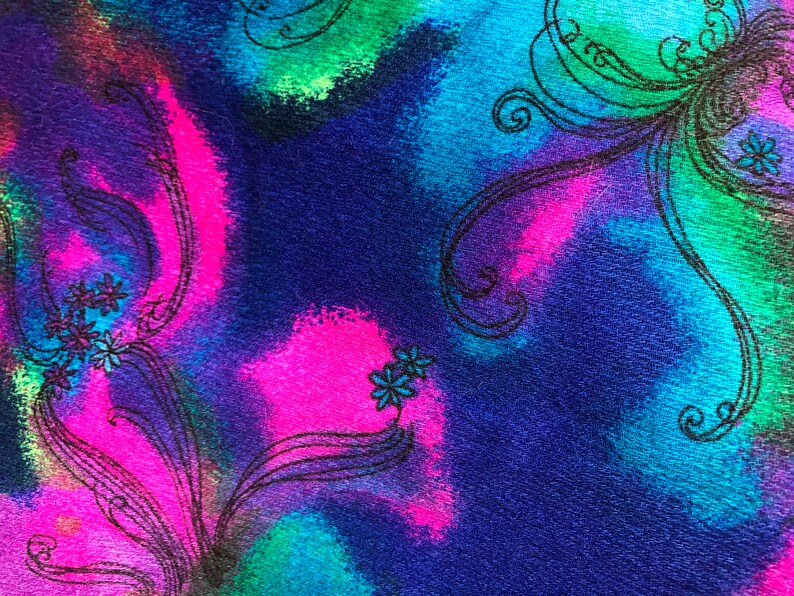 Vintage 60/'s 70/'s Tiki Hawaii Psychedelic Technicolor Flower Halter Maxi Dress Lounge with Slit Mod Hippie Boho Retro S-M