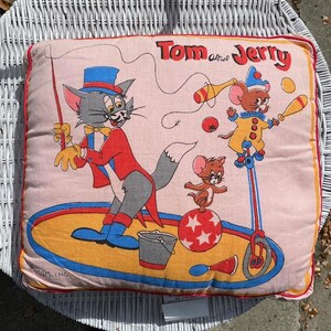 Vintage 50's 60's 70's Tom and Jerry Pillow Cushion Collectibles Collector Cat Mouse Retro Cartoon Pink Home Decor