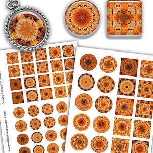 Autumn Gold Kaleidoscope Collage Sheet