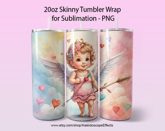 Valentine Cherub Cupid Sublimacja 20oz Tumbler PNG Design