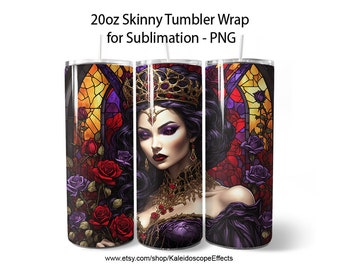 Vampire Queen Holding a Red Rose Goth Sublimation 20oz Tumbler PNG Design