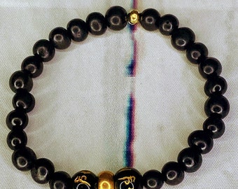 Men Black Beaded Bracelets