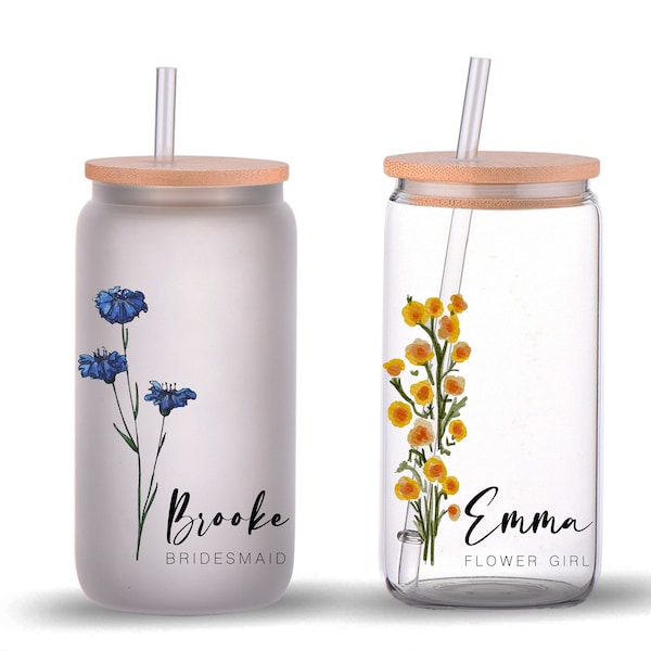 Bridesmaid Gifts, Bridesmaid Proposal, Future Mrs , Customized Glass Tumbler, Frosted Glass Tumbler, Bamboo Lid Coffee Cup, Maid Of Honor