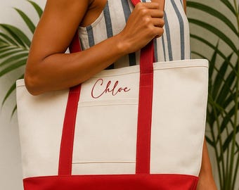 Custom Tote Bag, Canvas Tote Bag, Personalized Name Bag, Bridesmaid Gift, Tote Bag, Embroidered with Initials Wedding Gift TTBG02