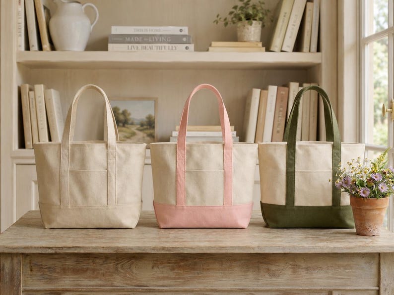 Canvas Monogram Tote, Custom Bag, Personalized Name Bag, Bridesmaid Gift, Shopping Bag, Embroidery Initials Gift, Wedding Anniversary Gift afbeelding 5