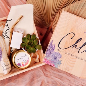 Bridesmaid Proposal Box, Personalized Maid of Honor Proposal Box Gift Set, Will You Be My Bridesmaid Proposal, Wooden Bridesmaid Gift Box