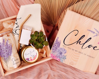 Bridesmaid Proposal Box, Personalized Maid of Honor Proposal Box Gift Set, Will You Be My Bridesmaid Proposal, Wooden Bridesmaid Gift Box