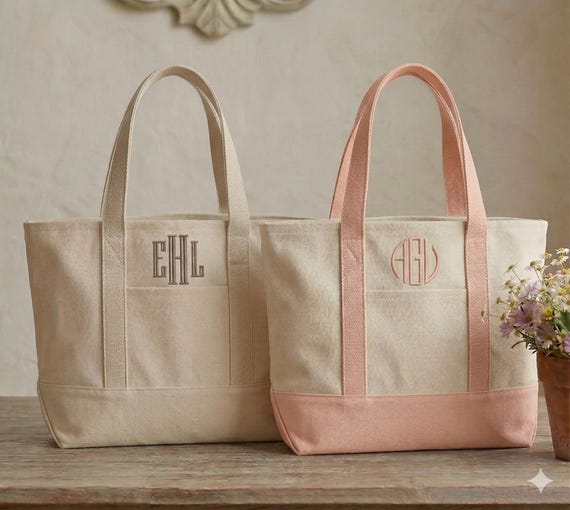 Custom Tote Bag, Canvas Tote, Personalized Name Bag, Bridesmaid Gift,Monogram Shopping Bag, Embroidery Initials Wedding Gift , Mother's Day