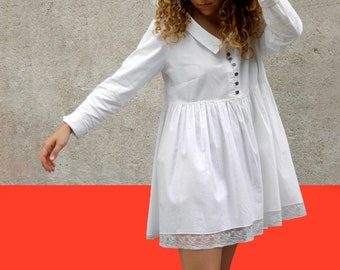 Cotton white blouse, cotton summer white top, women loose blouse, white shirt, handmade clothing, loose shirt, cotton shirt, summer dress