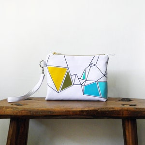 Clutch bag, Clutch Purse, Geometric Hand Painted clutch, Makeup Bag, Travel bag, Zippered Pouch, Handbag, pencil case, cosmetic pouch