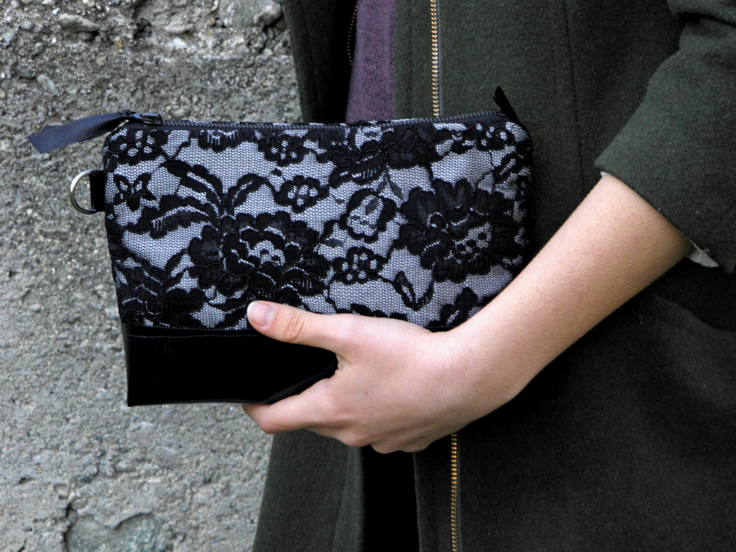 Black Lace Clutch Lace Patent Leather Clutch bag Evening Bag wedding party clutch bridesmaid gift evening bag
